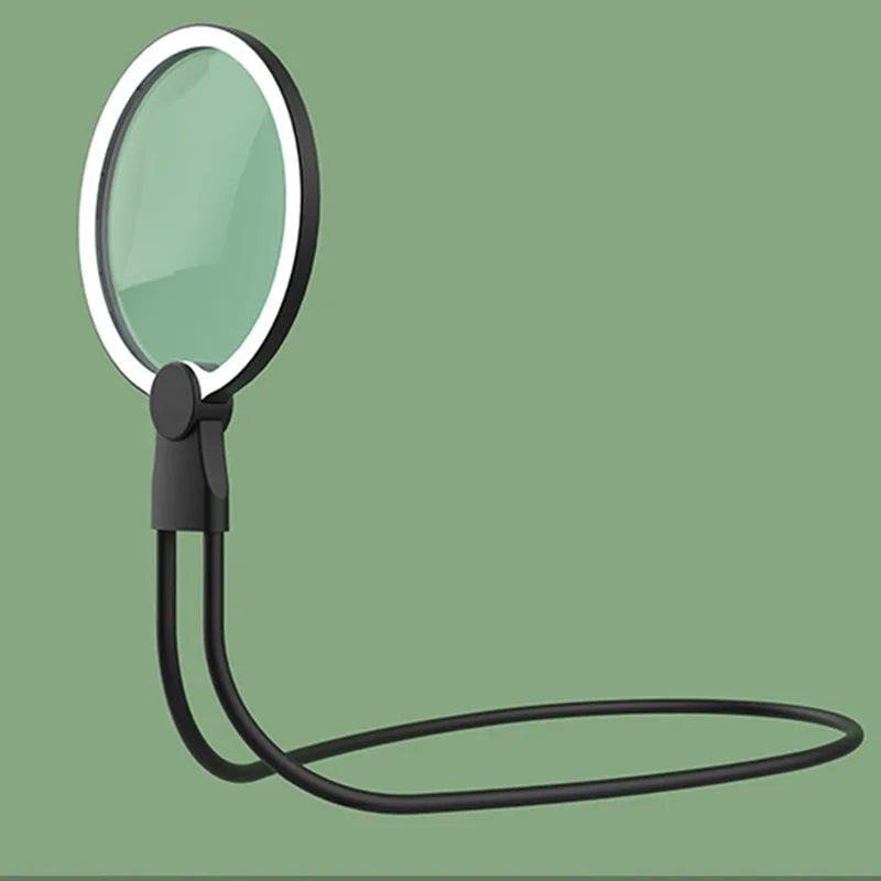 3-in-1 LED Rechargeable Neck & Desktop Magnifier 3X 130mm (5.1 in) Acrylic Lens 24 LEDs for Reading Sewing Jewelry