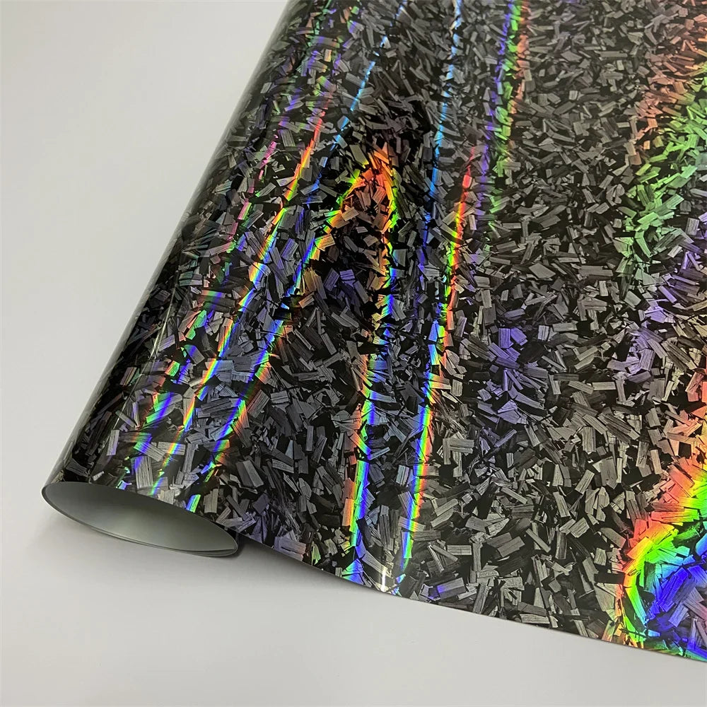 Glossy Laser Forged Carbon Fiber Vinyl Wrap Self-Adhesive Waterproof Car Film - 10/20/30/50 cm x 152 cm (3.94/7.87/11.81/19.69 in x 59.84 in)