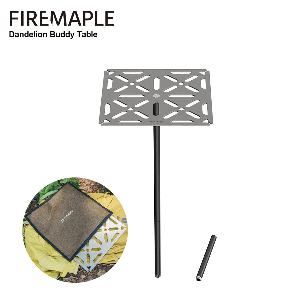 Dandelion Buddy Adjustable Aluminum Mini Folding Camping Table, Compact 9 x 9 in (23 x 23 cm) Top, 6.5–28.3 in (16.5–71.9 cm) Height