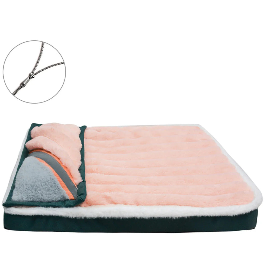 Washable Waterproof Dog Bed Mat with Removable Zipper Cover – Egg Crate Foam Pet Cushion for Large Dogs (M/L/XL/XXL, 19.7–47.2 in | 50–120 cm)