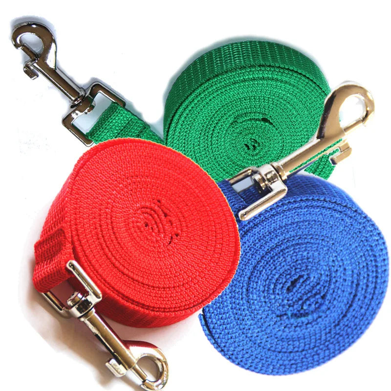 Nylon Dog Leash — Multiple Lengths 1.5/1.8/3/6/10/15/20/30/50 m (5–164 ft) 2 cm Wide Training & Walking Lead for Small, Medium, Large Dogs