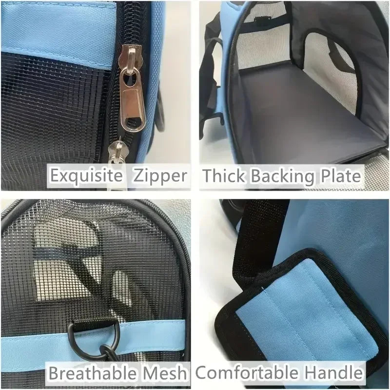 Portable Mesh Pet Carrier Bag – Breathable Foldable Travel Handbag for Small Dogs & Cats