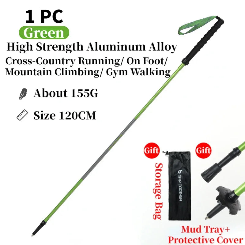 Foldable Quick-Lock 4-Section Trekking Poles Pair – 7075 Aluminum Adjustable 110/120 cm (43.3/47.2 in) EVA Grip Tungsten-Cobalt Tips