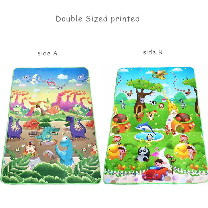 Double-Sided Baby Play Mat 71 x 47 in (180 x 120 cm) – EVA Foam Toddler Crawling Rug, Educational Animal Pattern, Waterproof Soft Floor