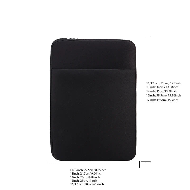 11–17 Inch (28–43 cm) Protective Laptop Sleeve with Front Pocket, Zippered Multifunctional Laptop Bag