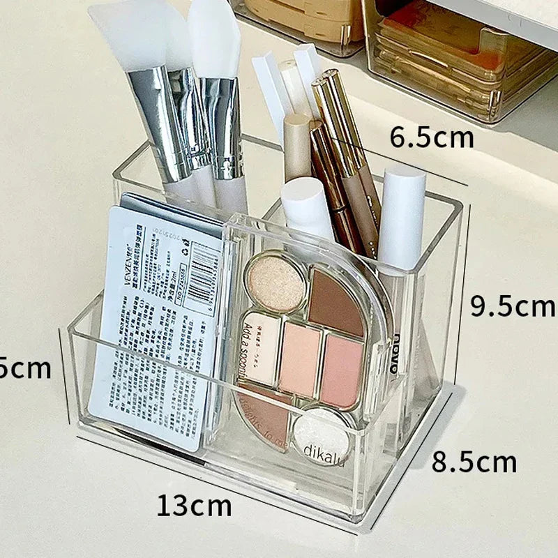 Clear Acrylic Makeup Brush Organizer – Transparent Cosmetic Holder for Lipstick, Brushes & Makeup Tools