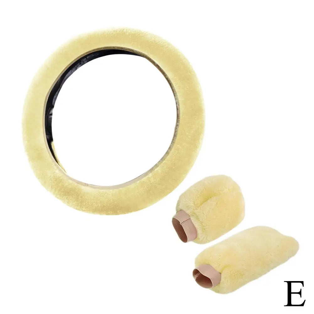 Plush Faux Fur Steering Wheel Cover Universal 37-38 cm (14.6-15 in) Soft Warm Anti-Slip Car Interior