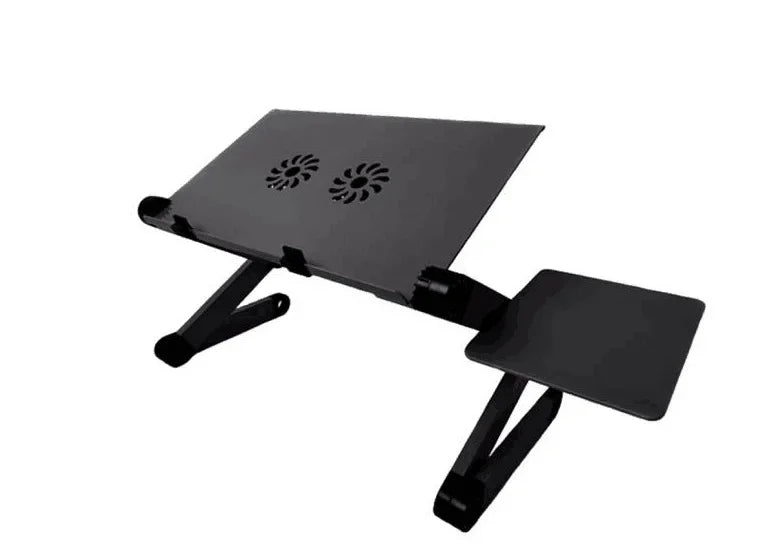 Aluminum Folding Laptop Table with Cooling Fan – Adjustable Lap Desk Tray for Bed & Office, 15.7 x 11.8 x 2.8 in (400 x 300 x 70 mm)