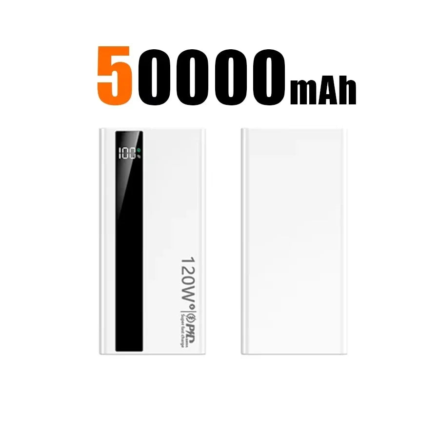 500000mAh 120W Portable Power Bank USB-C & USB-A Fast Charging External Battery Pack with Digital Display