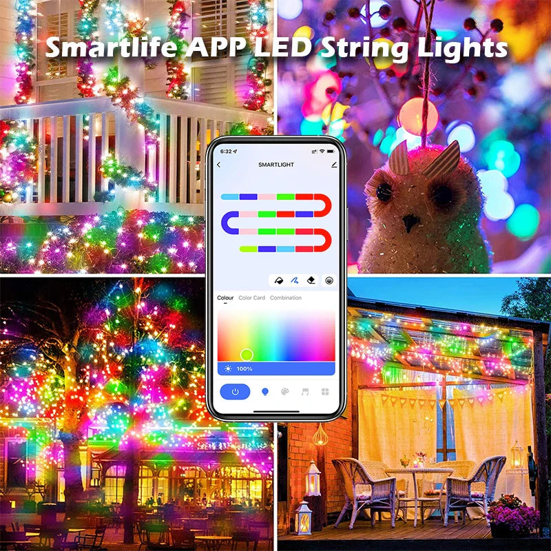 USB RGBIC Addressable LED Fairy String Lights with WiFi - Individually Programmable RGB LED Strip 1m/3m/5m/10m/20m IP67