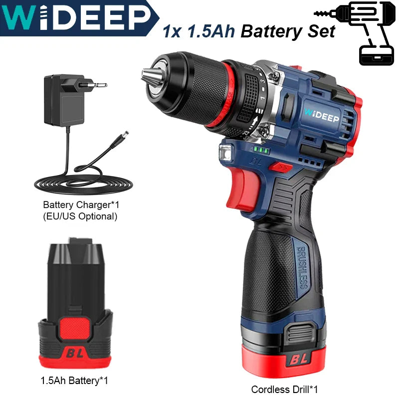 16.8V Brushless Cordless Drill & Impact Driver — 200 N·m Max Torque Electric Screwdriver for Home DIY