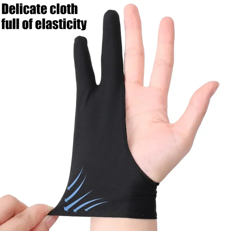 2-Finger Artist Drawing Glove for Tablet, Anti-Smudge Touchscreen Glove, Ambidextrous XS-S-M-L (14–18 x 19–22 cm / 5.5–7.1 x 7.5–8.7 in), 1/2/4-Pack