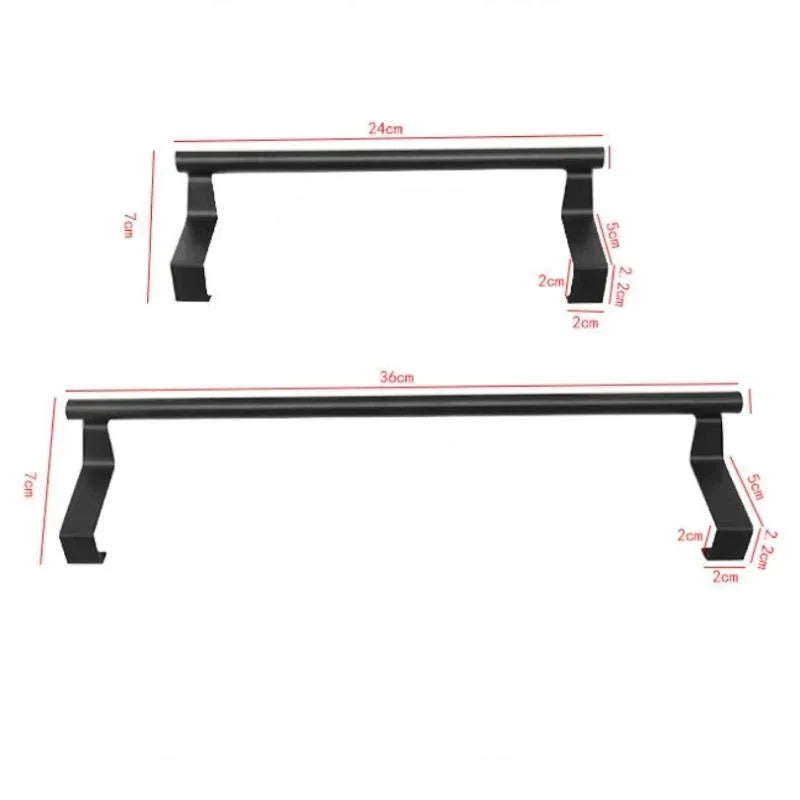 Stainless Steel Over-Cabinet Towel Rack - No-Drill Over-Door Towel Bar Holder for Kitchen & Bathroom, 24×7 cm (9.4×2.8 in) & 36×7 cm (14.2×2.8 in)