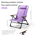 600D Oxford Fabric Lounger Chair with Iron Frame – Portable Outdoor Lounging Chair (Purple/Green)