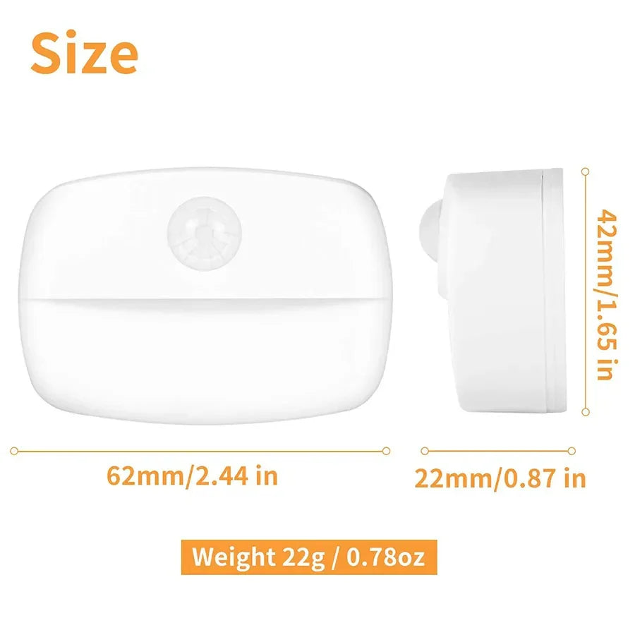 LED Motion Sensor Night Light - Auto On/Off PIR Under-Cabinet & Closet Light, Battery Powered (3x AAA), Cool/Warm White