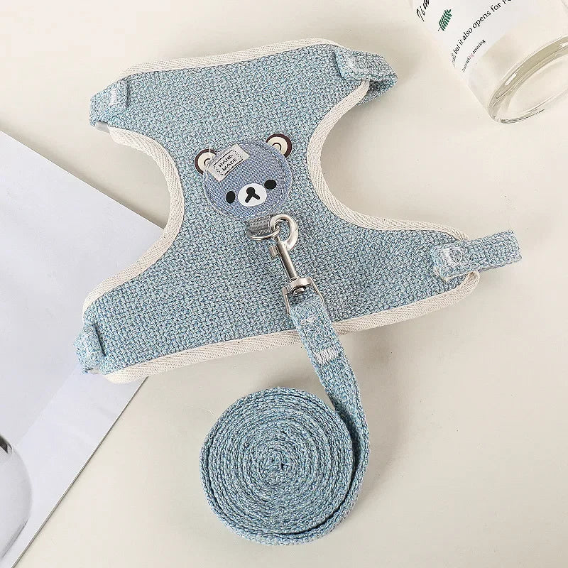 Cute Rabbit & Small Pet Harness Leash Set Padded Adjustable Harness with Leash (Sizes S, M) for Rabbits & Cats