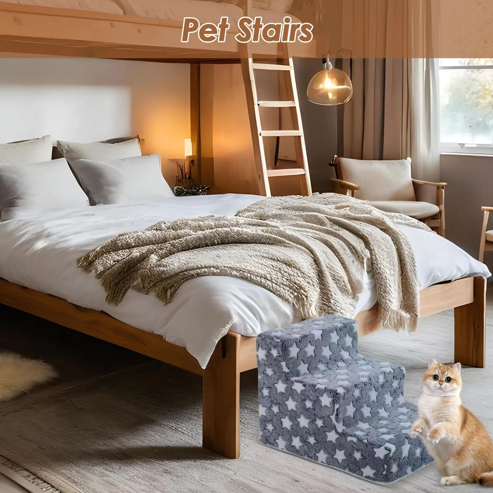 Removable Washable Pet Stairs for Cats & Small Dogs — Non-Slip Sofa & Bed Ramp