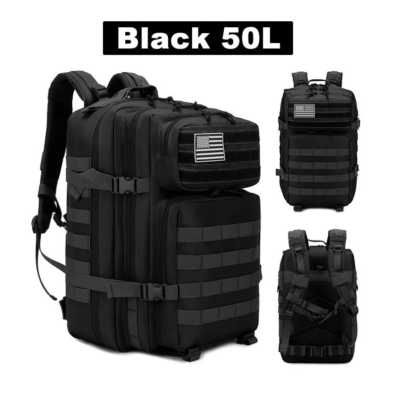 50L (13.2 Gal) Tactical Water-Resistant Travel Backpack – Large Capacity Multi-Functional Rucksack