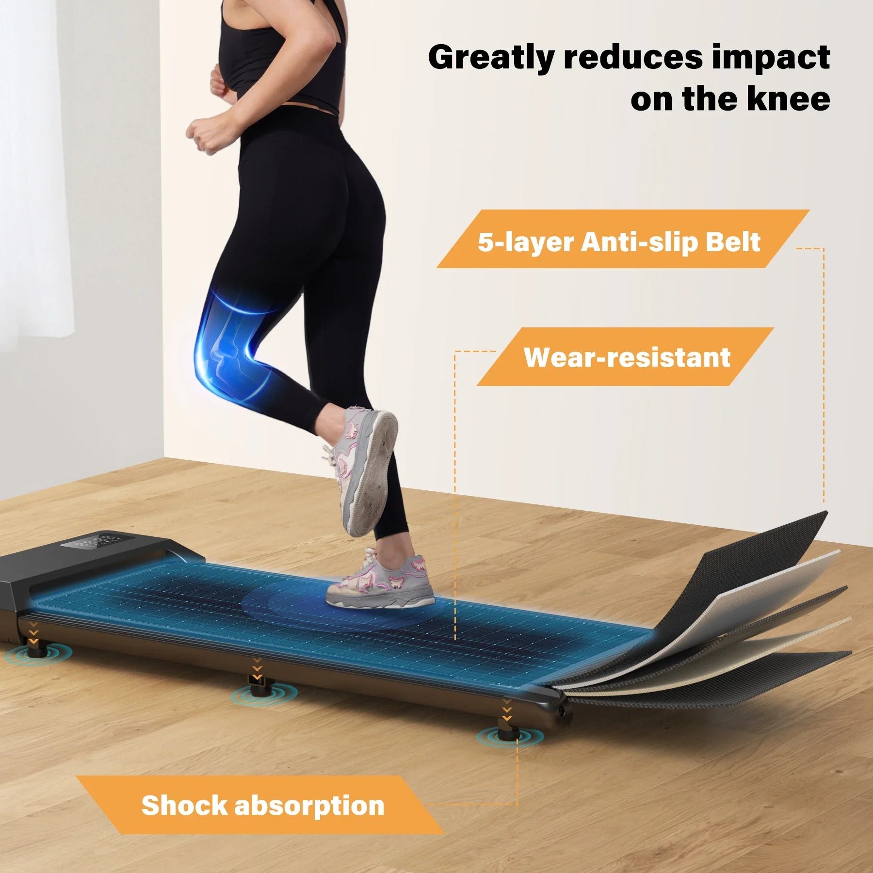 Under-Desk Treadmill Walking Pad — Quiet 2.5HP Electric Treadmill with App & Remote, LCD Display, Portable Low-Profile for Home Office and Light Jogging