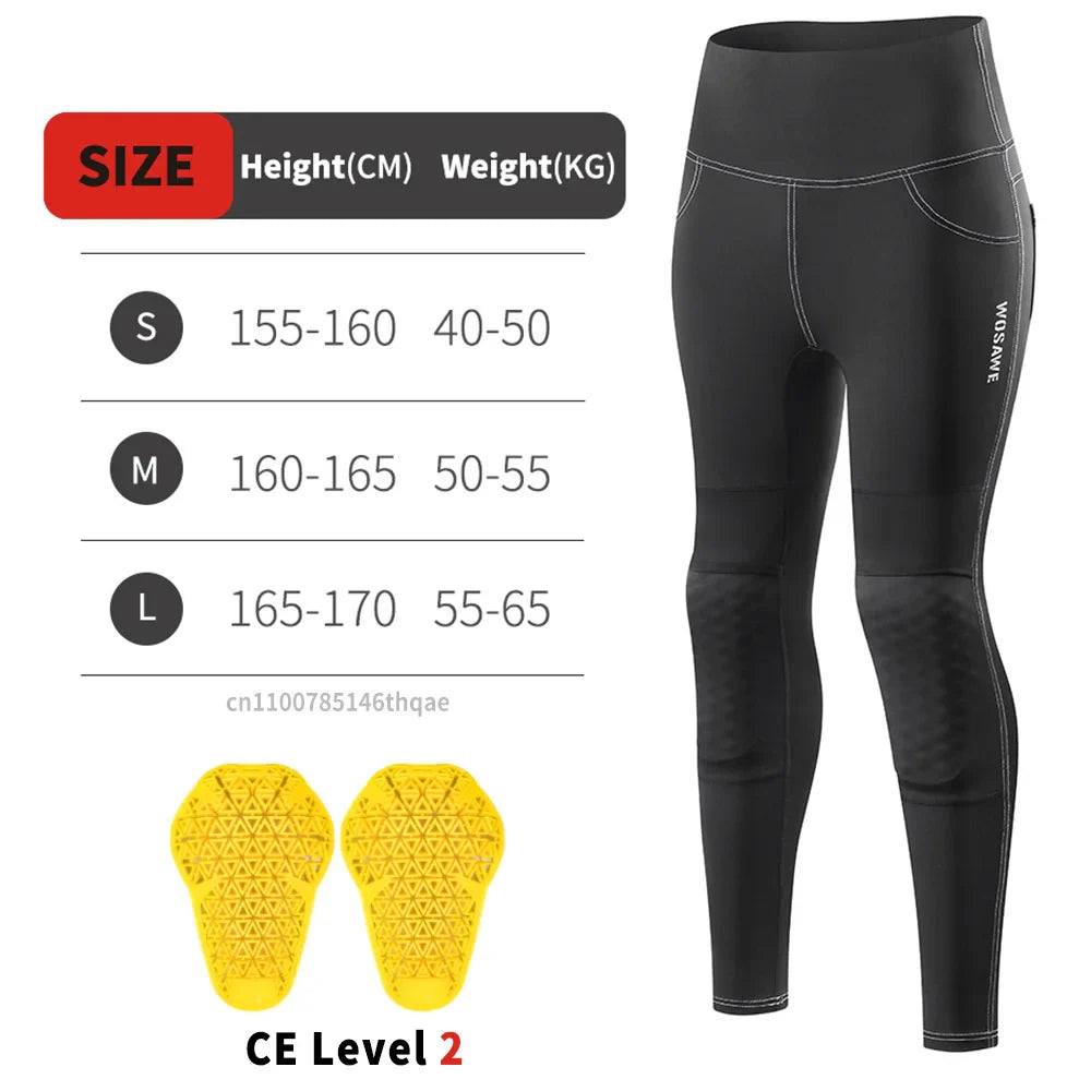 Women's High-Waist Motorcycle Riding Pants with Removable Knee Pads, Reflective Commuter & Fitness Trousers