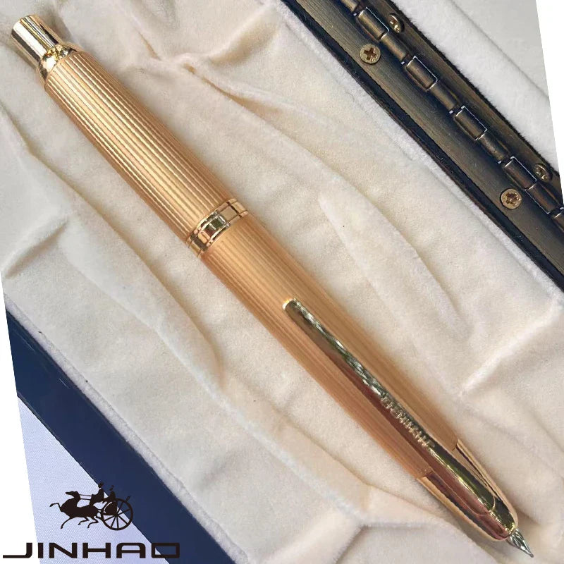 Push-Button Retractable Fountain Pen — Metal Body, Clip & Converter, EF/F Nib 0.5mm (0.02in) — Black/White