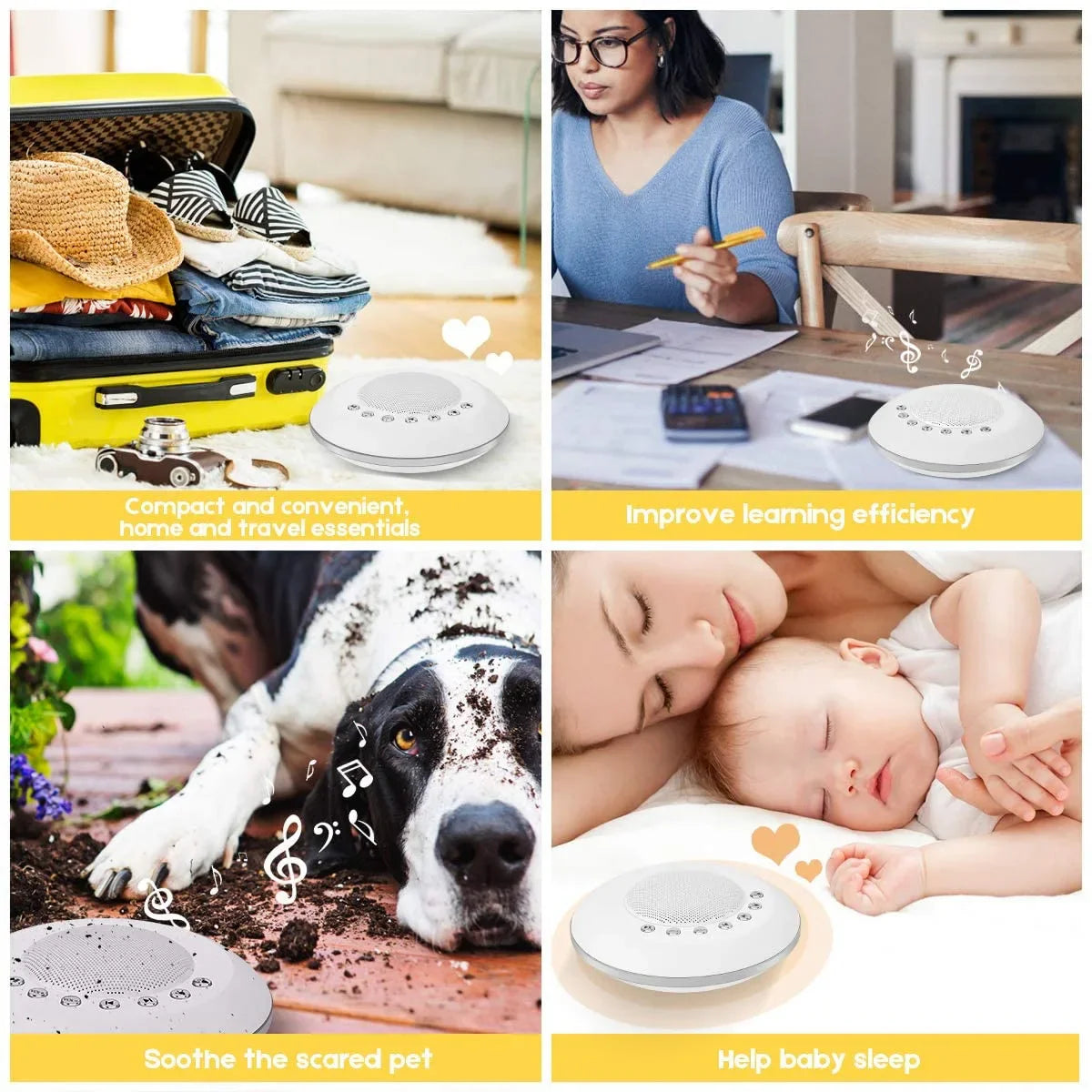 Portable White Noise Machine for Baby - 28 Sounds, USB-C Rechargeable Sleep Soother with 7-Color Night Light & Timer