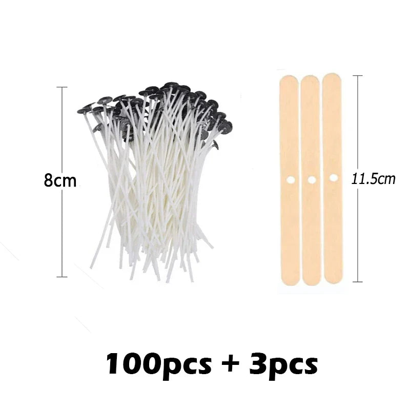 103-Piece Smokeless Candle Wicks Set – Soy Wax Core & Woven Cotton for Candle Making, Oil Lamps & Wax Crafts