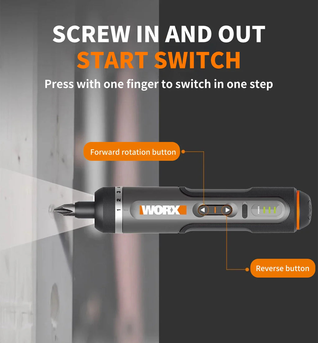 4V Cordless Electric Screwdriver Set — USB Rechargeable Smart Mini Drill, 30-Bit Kit (57mm/2.24in & 25mm/0.98in)