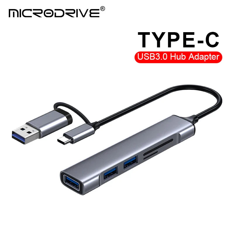 USB-C Multi Card Reader Hub — 3/5/6-in-1 SD & microSD (TF) + USB 2.0/3.0 Adapter, Up to 6 Slots