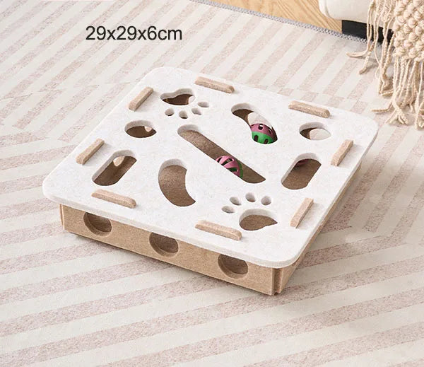 Interactive Felt Cat Puzzle Maze Toy Kit with Bell Balls & Scratch Boards