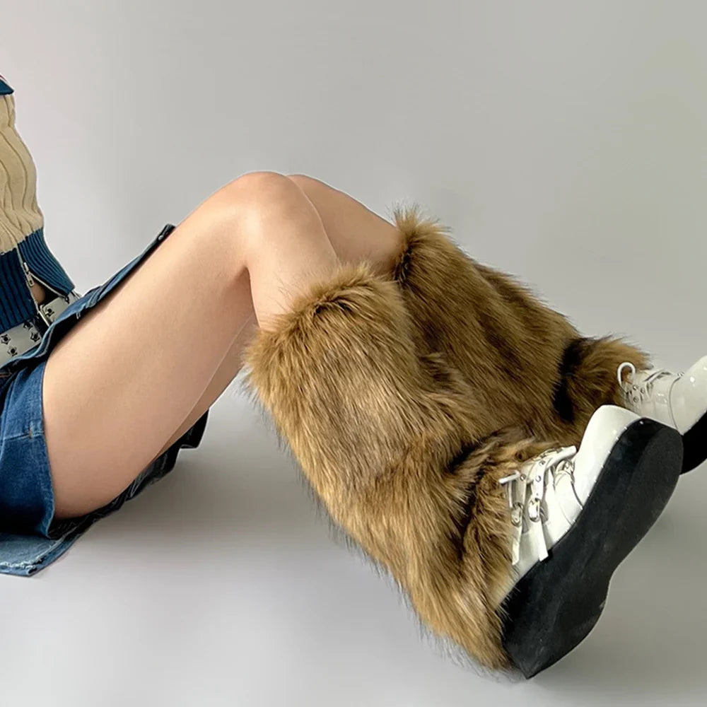 Faux Fur Leg Warmers – Furry Boot Cuffs for Women, Harajuku JK Lolita Cosplay, Winter Boot Socks, Available in 9.8"/11.8"/15.7" (25/30/40 cm)