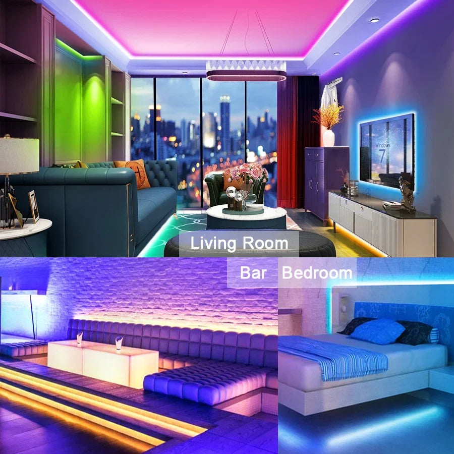 RGB LED Strip Light 5M (16.4 ft) 300 LEDs SMD2835 12V Waterproof Flexible Tape Light - Warm White/White/Red/Green/Blue for Room Decor