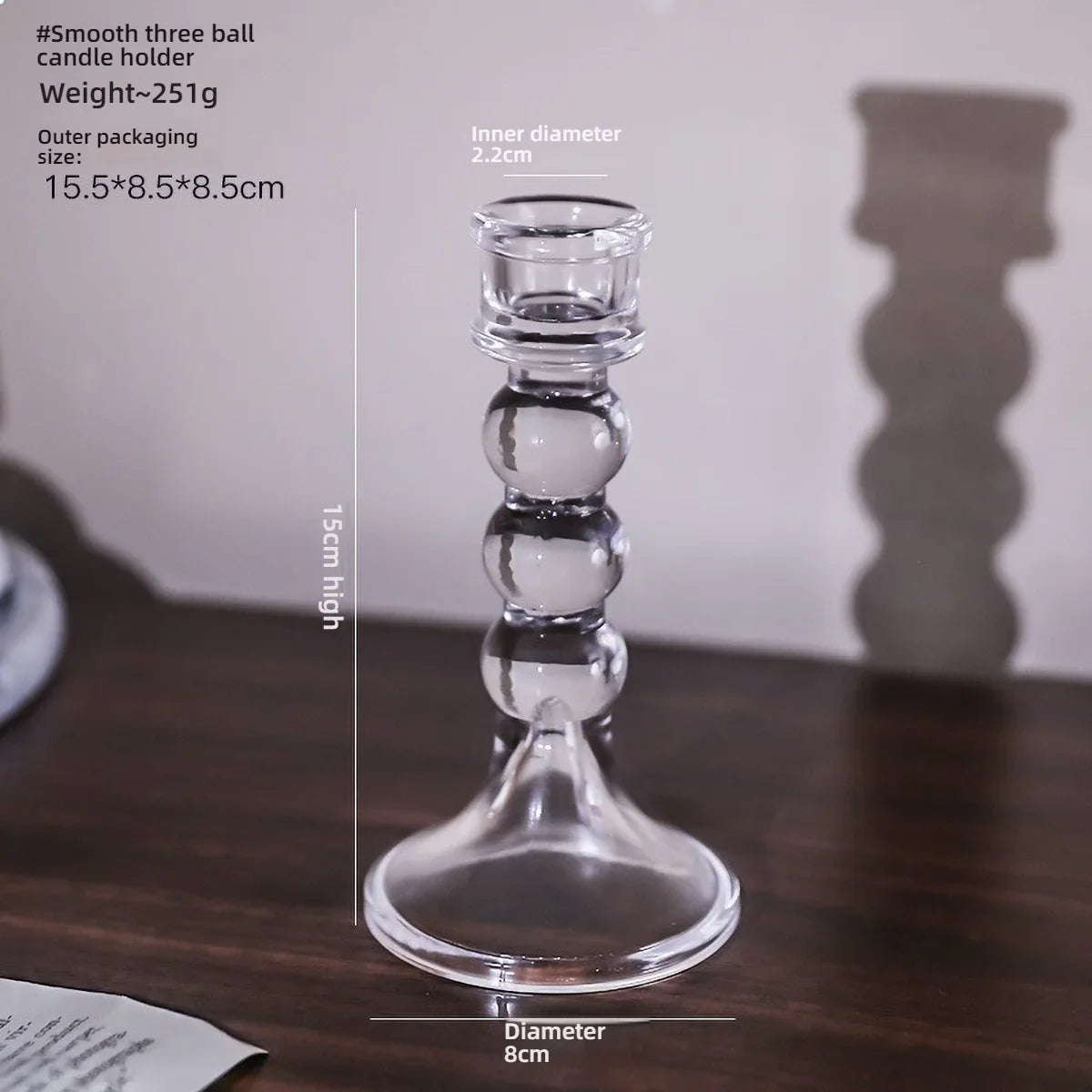Clear Glass Pillar Candle Holder Table Candlestick for Dining Room Decor