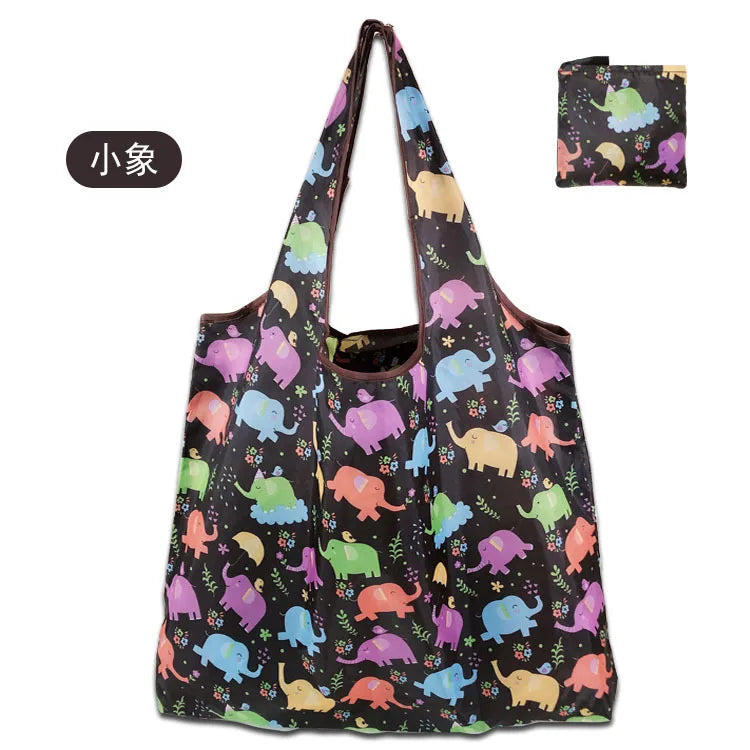 Large Foldable Reusable Shopping Tote Bag, Eco Grocery & Beach Shoulder Bag, Packable Polyester
