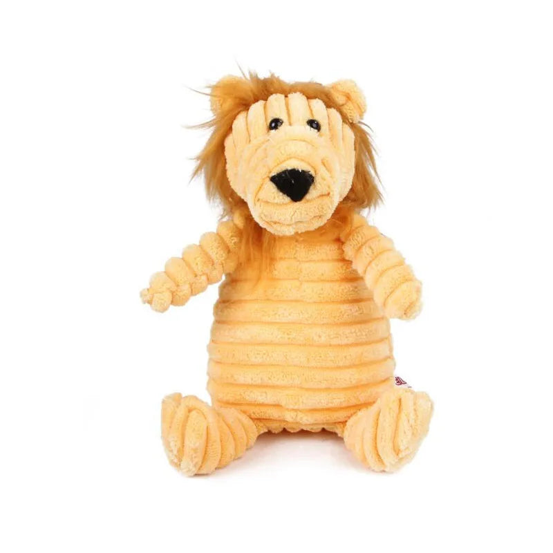 Plush Corduroy Squeaky Dog Toy, Bite-Resistant Animal Plush for Puppies & Small to Large Dogs, Training & Chew Toy