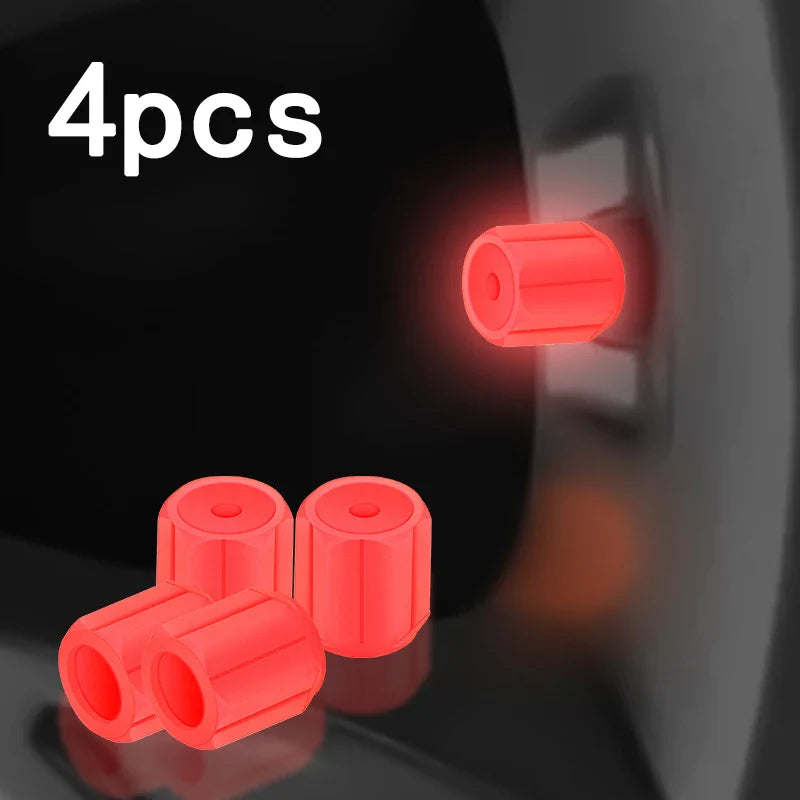 Luminous Tire Valve Caps - 6-Color LED Glowing Wheel Valve Caps for Car & Motorcycle (4/8/20-Pack)
