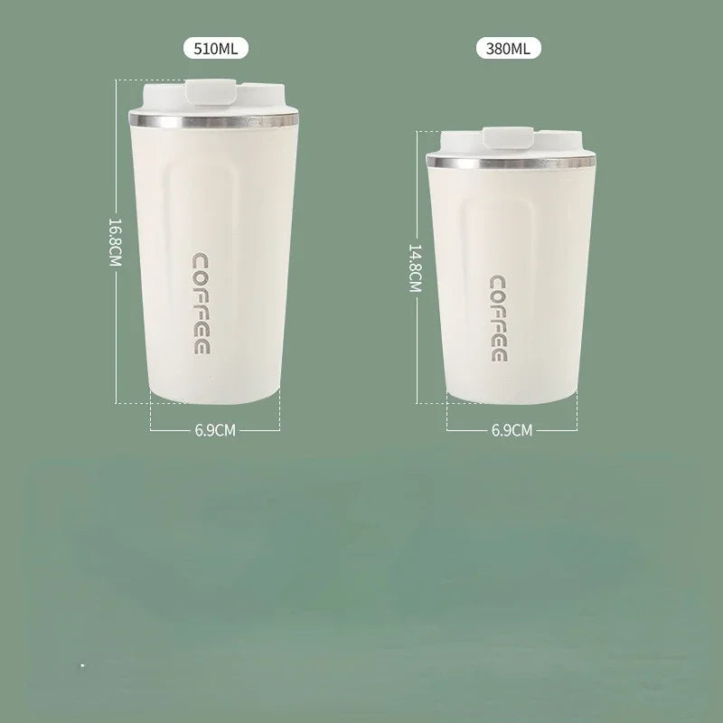 Stainless Steel Vacuum Travel Mug 380ml (12.8oz) & 510ml (17.2oz) Leakproof Thermos for Coffee and Water