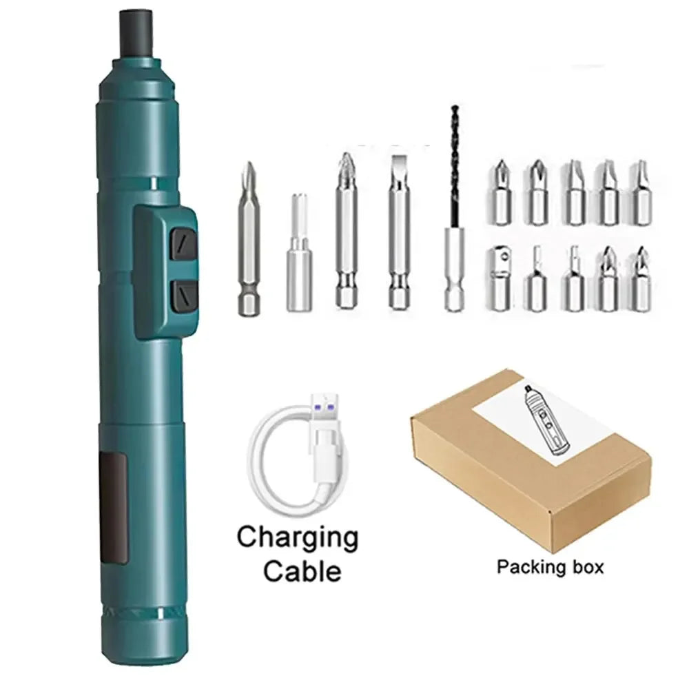 Cordless Electric Screwdriver 3.6V Rechargeable 1300mAh Mini Drill with 6.35mm (1/4") Chuck & Dual LED