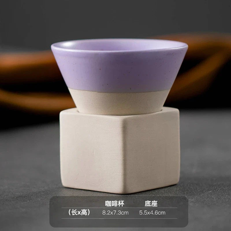 Retro Japanese Triangular Cone Ceramic Tea and Coffee Mug Pottery Porcelain Latte Cup for Home and Office