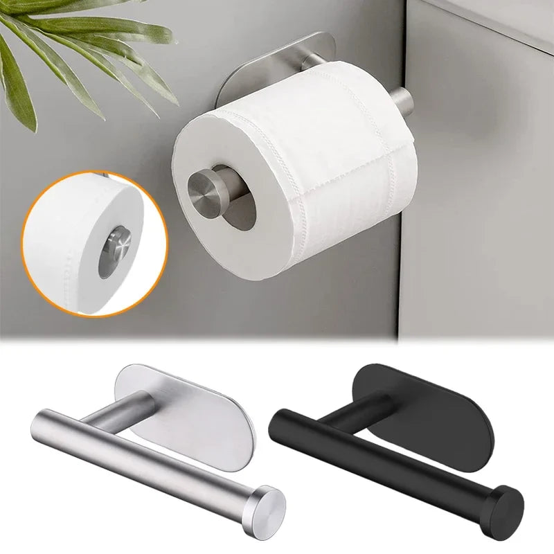 No-Drill SUS304 Stainless Steel Toilet Paper Holder – Self-Adhesive Wall-Mount Tissue Roll Dispenser for Bathroom & Kitchen