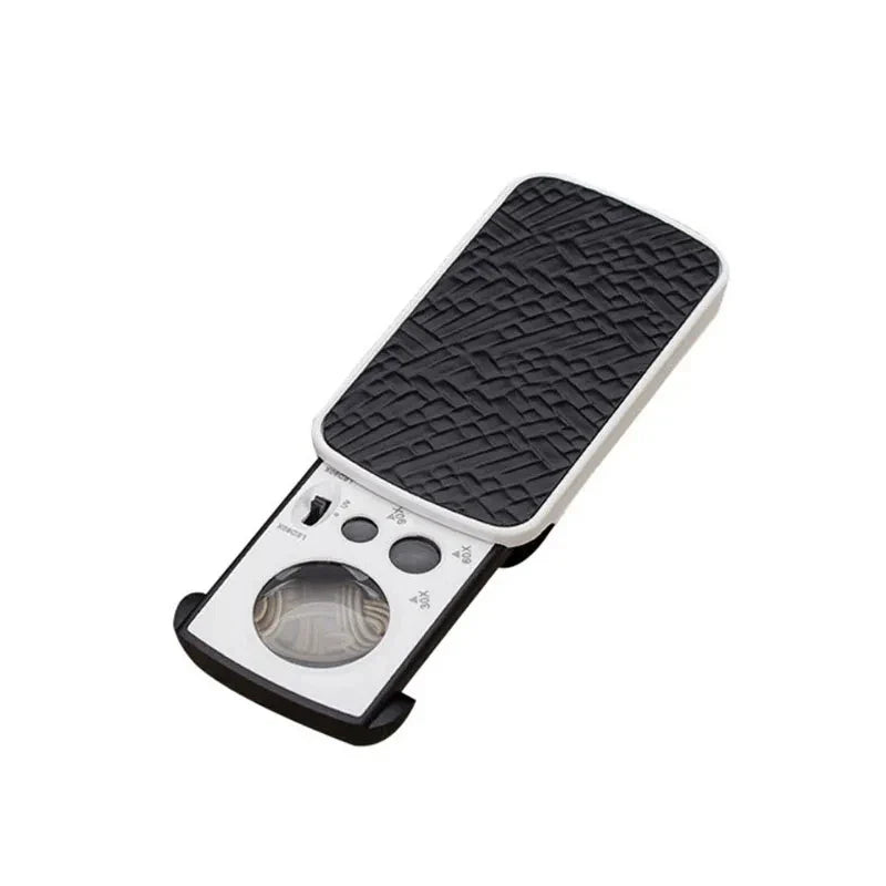 Slide-Out Jewelry Loupe Magnifier 30X 60X 90X LED with UV Light for Diamonds Coins Stamps