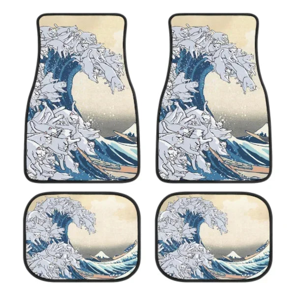 Great Wave Off Kanagawa 4-Piece All-Weather Car Floor Mats - Universal Fit for SUVs, Sedans, Trucks