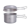 Titanium Camping Cookware Set with Folding Handles - Lightweight Pot & Pan for Hiking