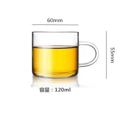 Set of 6 Borosilicate Glass Coffee Cups with Handles — 100ml (3.4 fl oz) & 120ml (4.1 fl oz) Heat-Resistant Clear Teaware