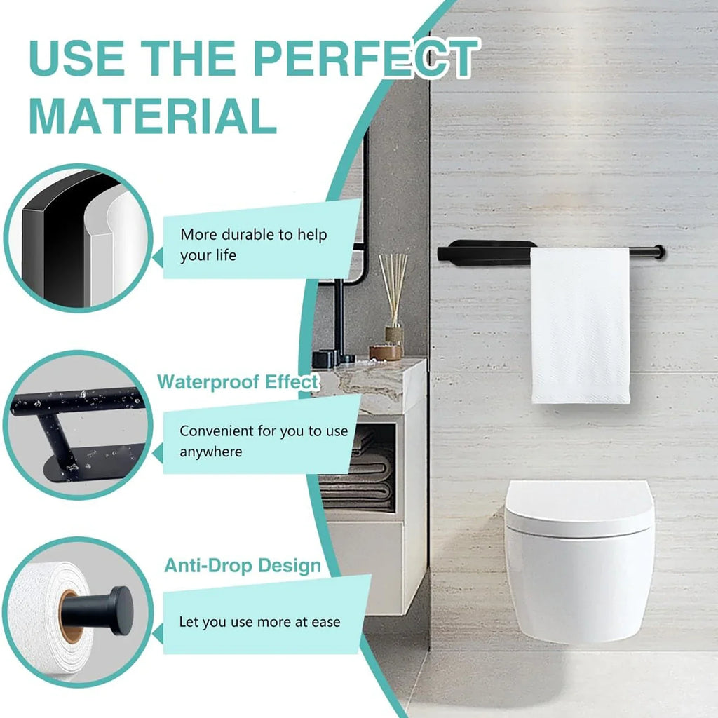 Adhesive Paper Towel & Toilet Roll Holder - Wall-Mount Tissue Dispenser for Kitchen and Bathroom Cabinet Storage