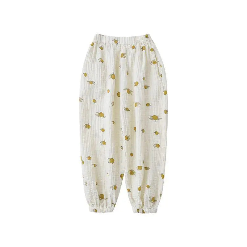 Baby & Toddler Unisex Cotton Harem Pants - Printed Summer Loose Full-Length Trousers (2T-7T / 80-120 cm)