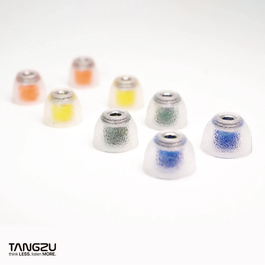 Liquid Silicone Hybrid Ear Tips with Venturi Stainless Steel Nozzle – Color-Coded XS/S/M/L