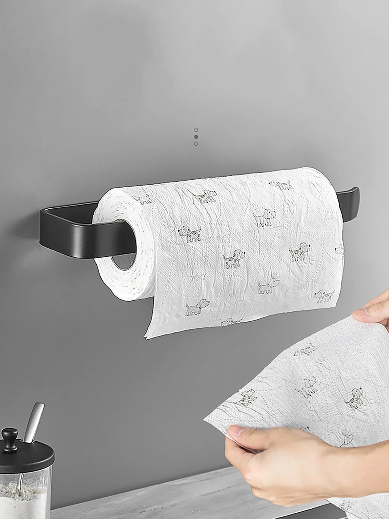Adhesive Paper Towel & Toilet Roll Holder - Wall-Mount Tissue Dispenser for Kitchen and Bathroom Cabinet Storage