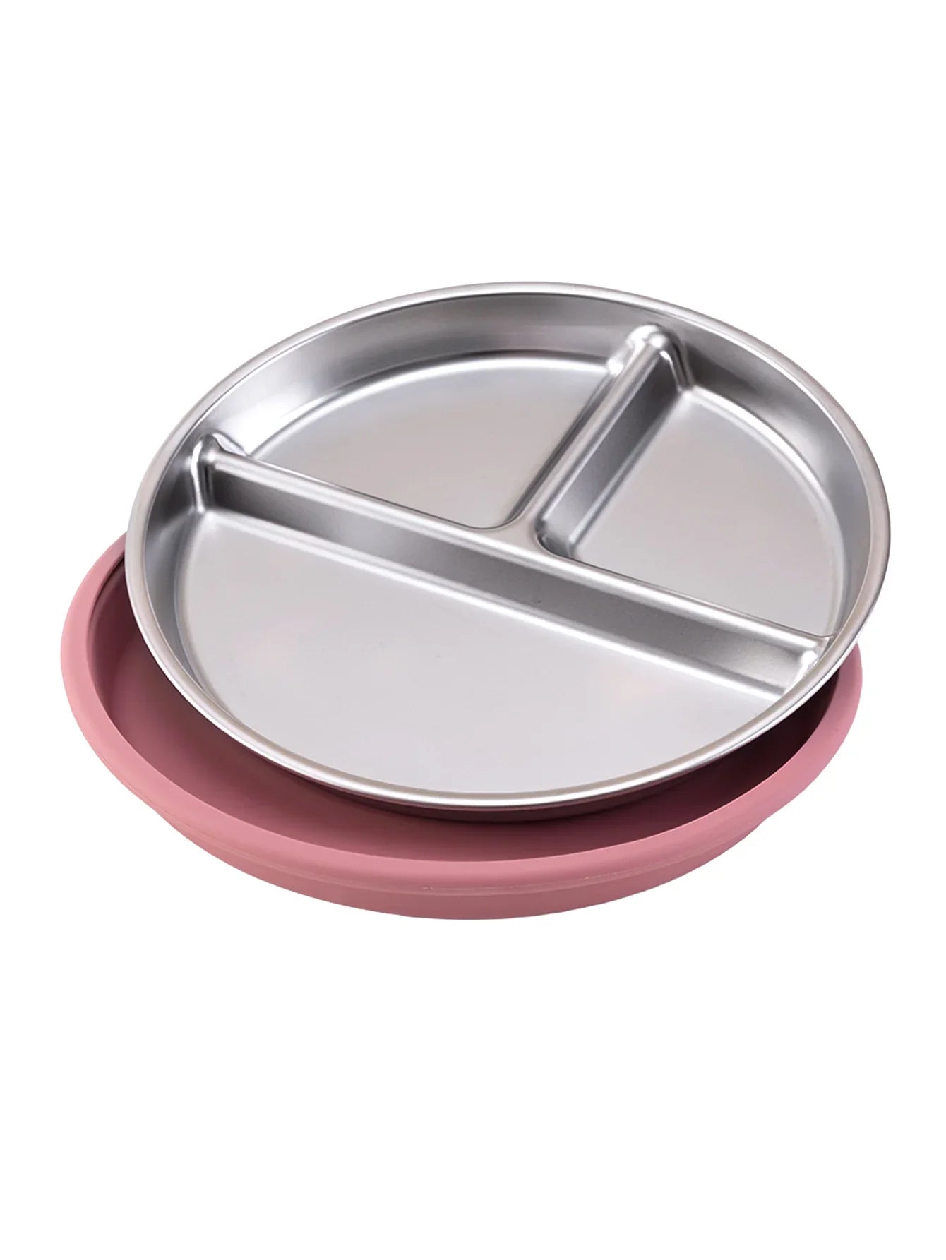 Stainless Steel Baby Plate with Detachable Suction Silicone Tray – Food-Grade Non-Slip Feeding Bowl for Infants & Toddlers