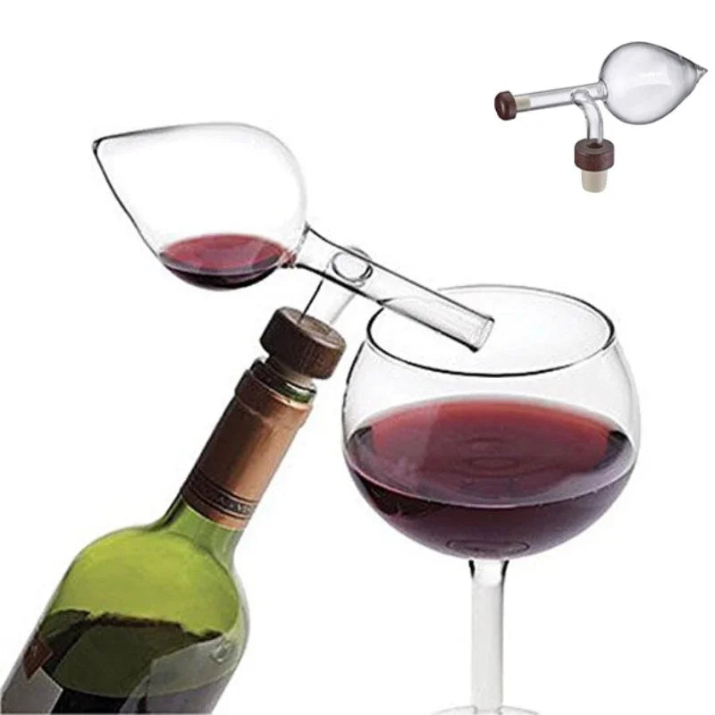 Round Peach-Shaped Glass Red Wine Aerator Pourer - Portable Bottle Spout Quick Decanter